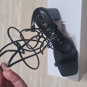 New with box Calvin Klein black lace up heel size 9